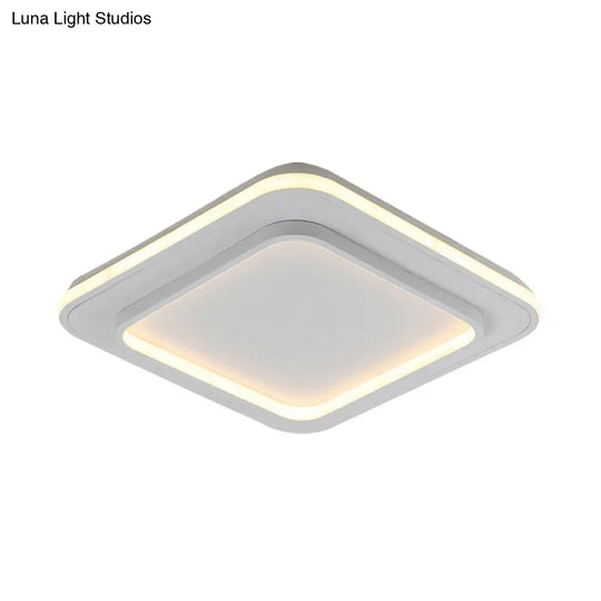 Minimalist White Square Flush Mount Led Ceiling Light Fixture - 18/21.5 Acrylic With Warm/White