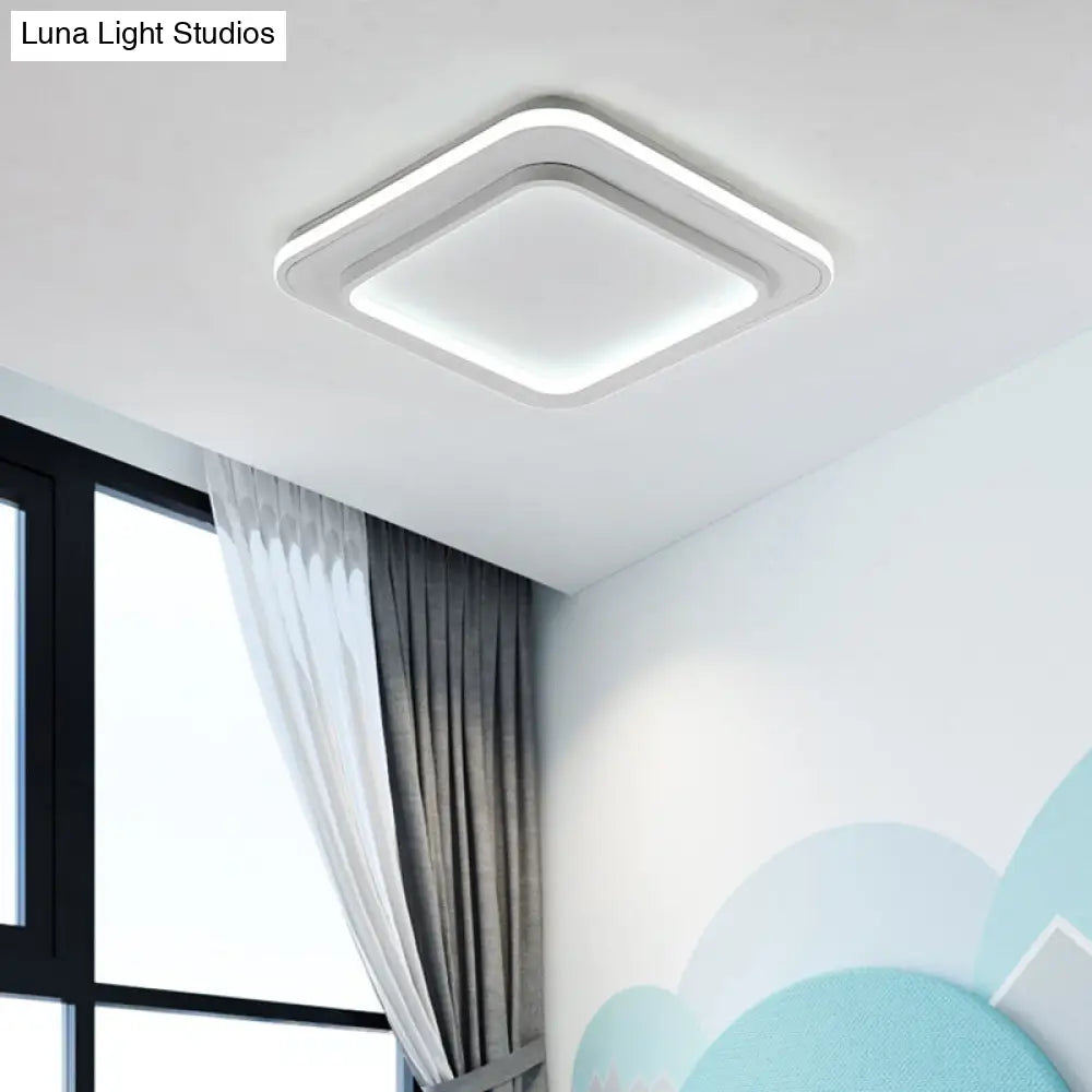 Minimalist White Square Flush Mount Led Ceiling Light Fixture - 18/21.5 Acrylic With Warm/White / 18