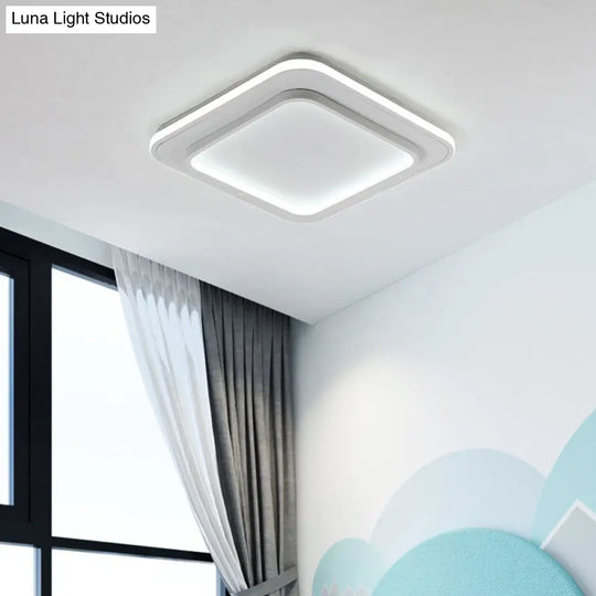 Minimalist White Square Flush Mount Led Ceiling Light Fixture - 18/21.5 Acrylic With Warm/White / 18