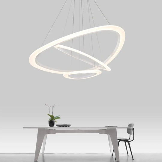 Minimalist White Triangle Led Acrylic Chandelier For Table 3 / Warm