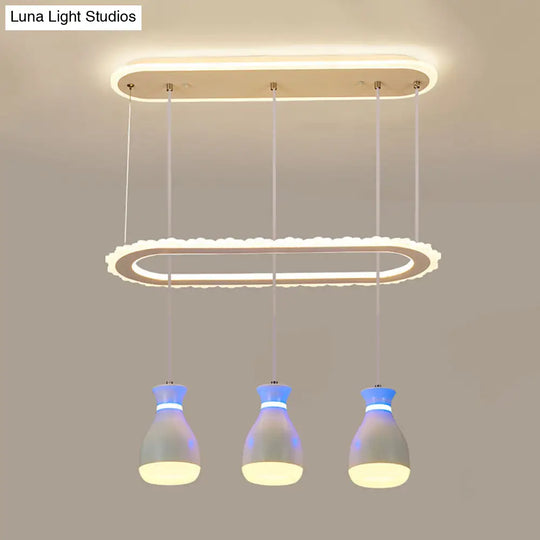 Minimalist Led Multi Light Pendant With Oval Ring Shelf For Dining Room - Wine Jar Ceiling Fixture