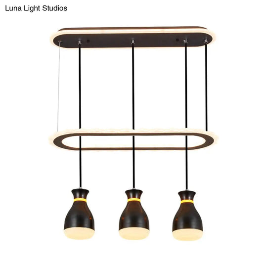 Minimalist Led Multi Light Pendant With Oval Ring Shelf For Dining Room - Wine Jar Ceiling Fixture