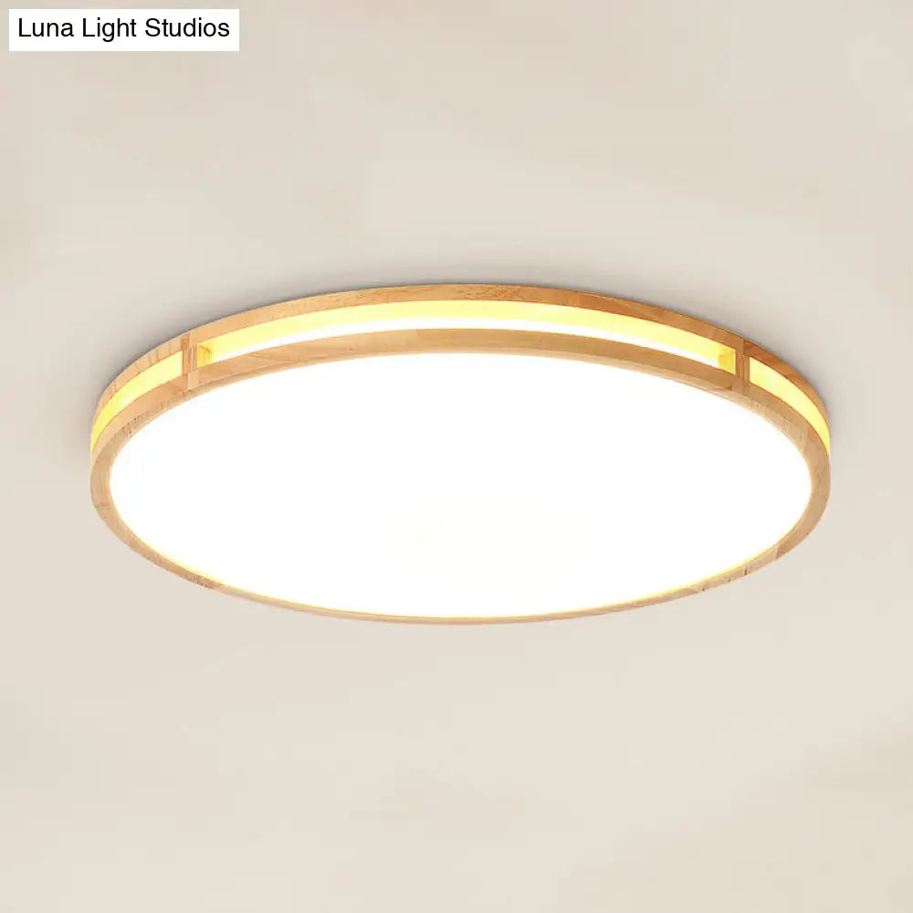 Minimalist Wood Led Flush Mount Lighting For Bedrooms