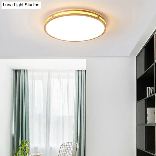 Minimalist Wood Led Flush Mount Lighting For Bedrooms