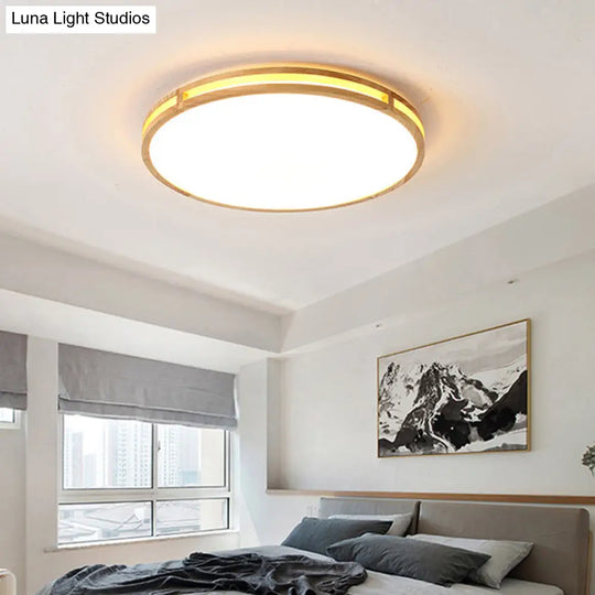 Minimalist Wood Led Flush Mount Lighting For Bedrooms