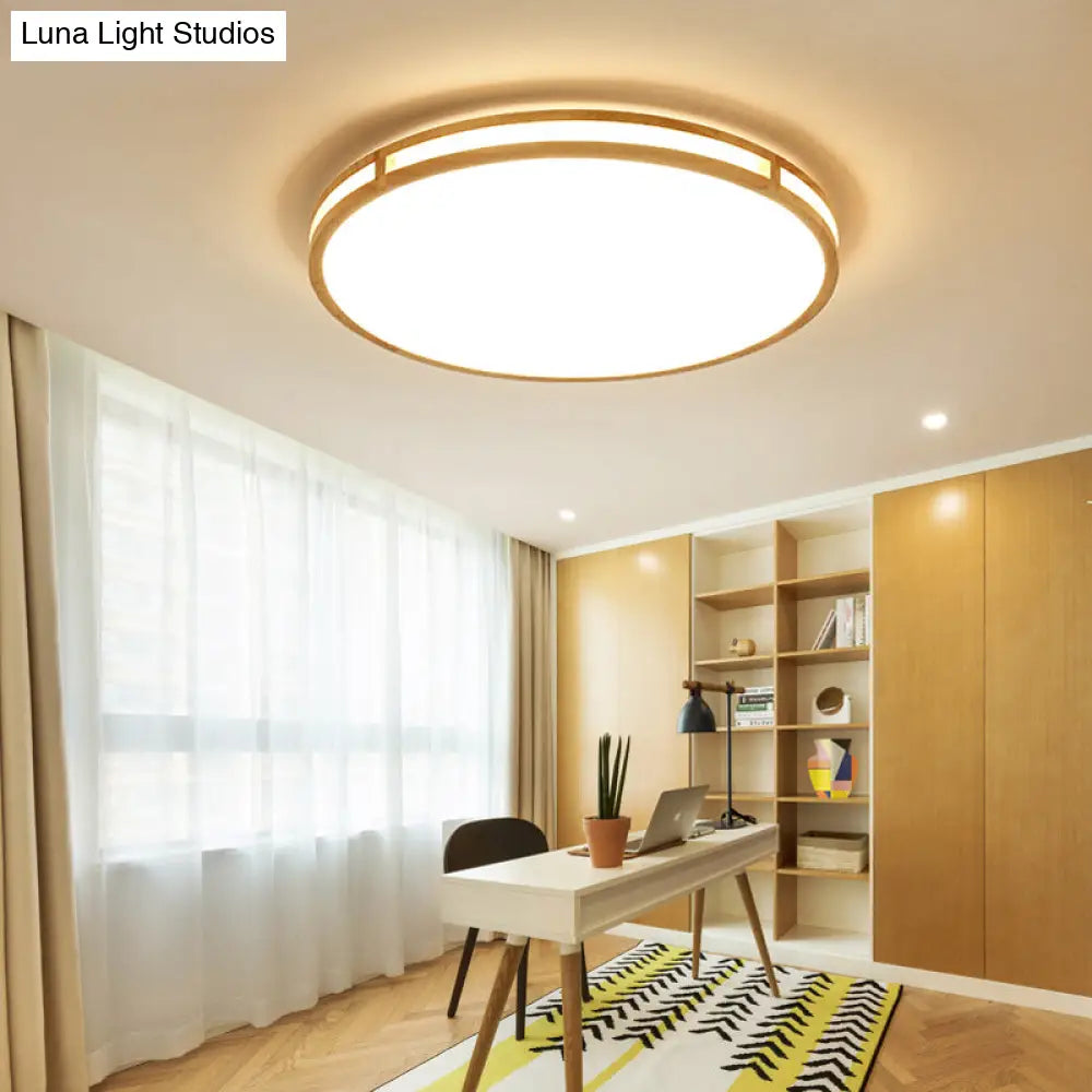 Minimalist Wood Led Flush Mount Lighting For Bedrooms