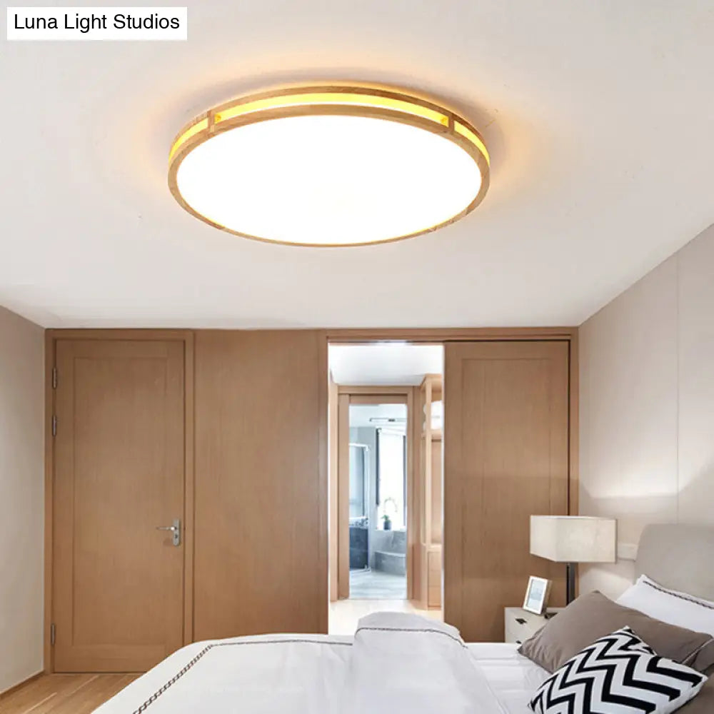 Minimalist Wood Led Flush Mount Lighting For Bedrooms