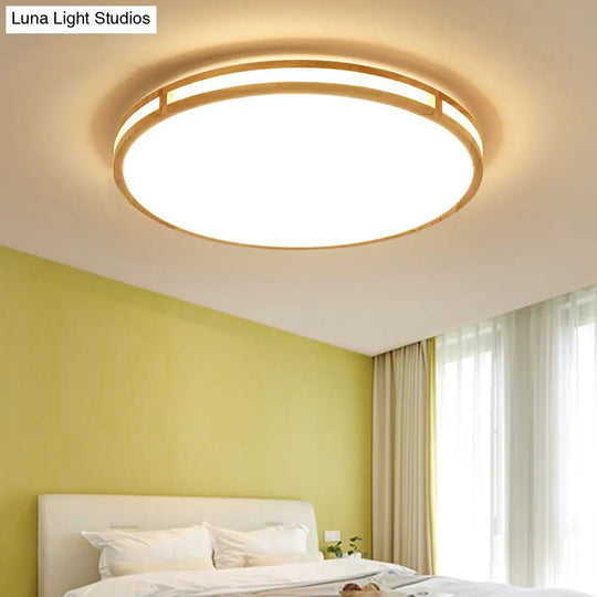 Minimalist Wood Led Flush Mount Lighting For Bedrooms