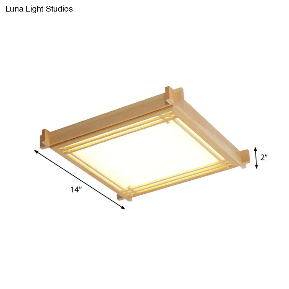 Minimalist Wood Oblong Led Ceiling Light In Beige - 3 Sizes (14’/19.5’/23’) Warm/White
