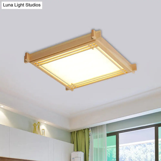 Minimalist Wood Oblong Led Ceiling Light In Beige - 3 Sizes (14/19.5/23) Warm/White