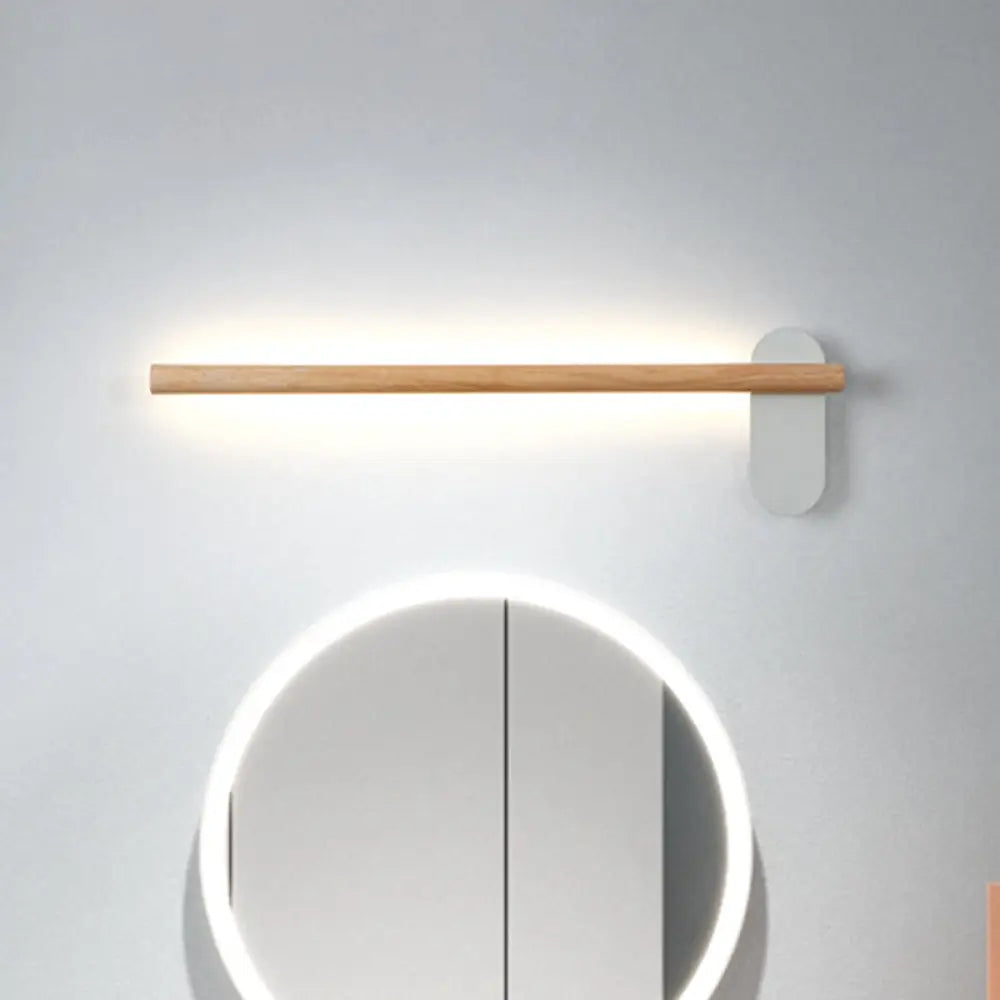 Minimalist Wood Vanity Light - Led Beige Wall Sconce For Bathroom (16/19.5/23.5) / 16