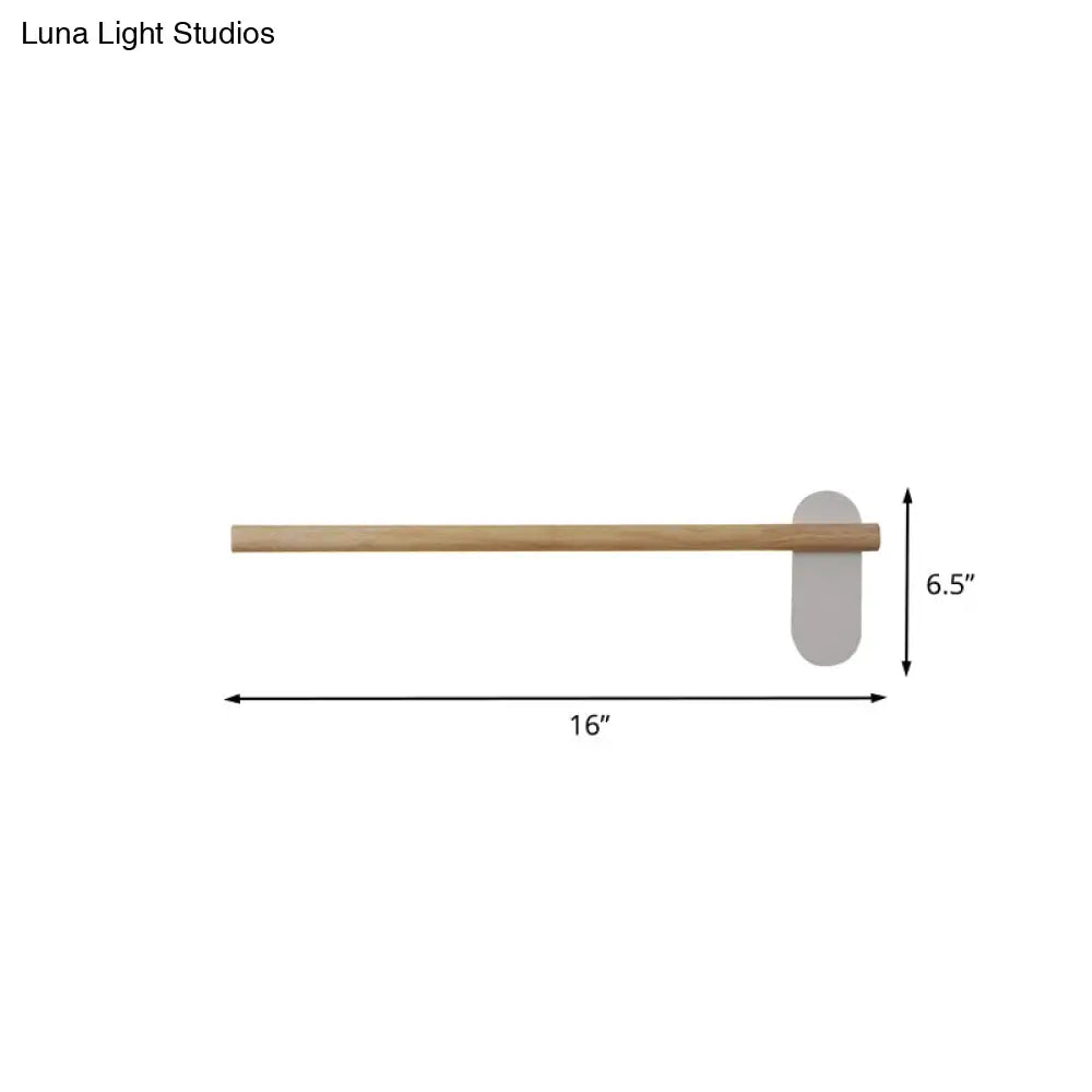 Minimalist Wood Vanity Light - Led Beige Wall Sconce For Bathroom (16/19.5/23.5)