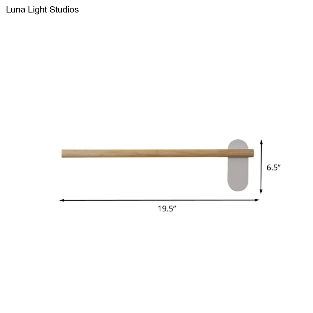 Minimalist Wood Vanity Light - Led Beige Wall Sconce For Bathroom (16/19.5/23.5)