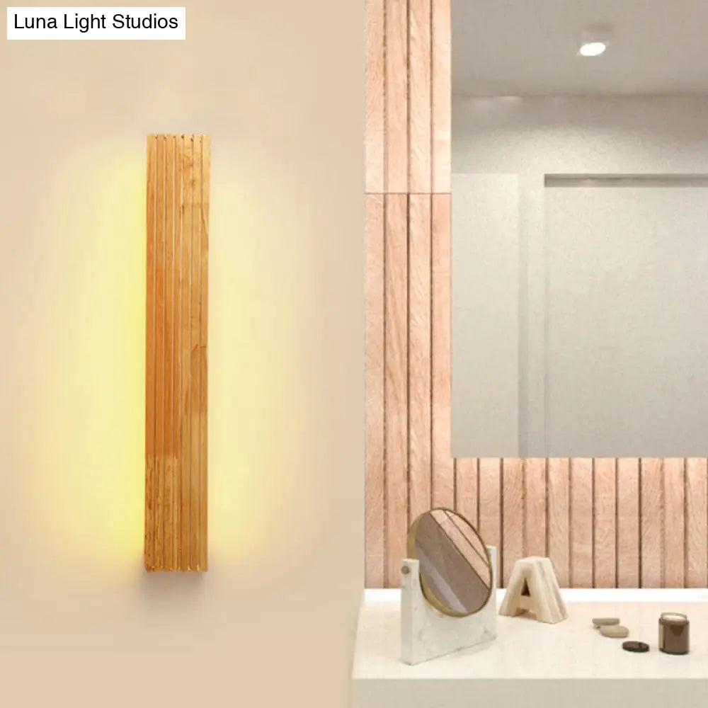 Minimalist Wood Wall Sconce Light With Led Vanity And Acrylic Shade For Bathroom