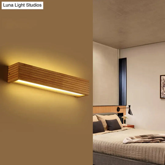 Minimalist Wood Wall Sconce Light With Led Vanity And Acrylic Shade For Bathroom