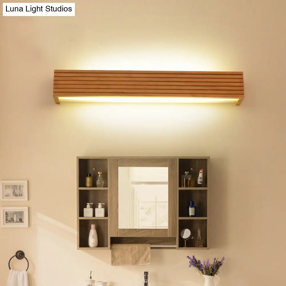 Minimalist Wood Wall Sconce Light With Led Vanity And Acrylic Shade For Bathroom