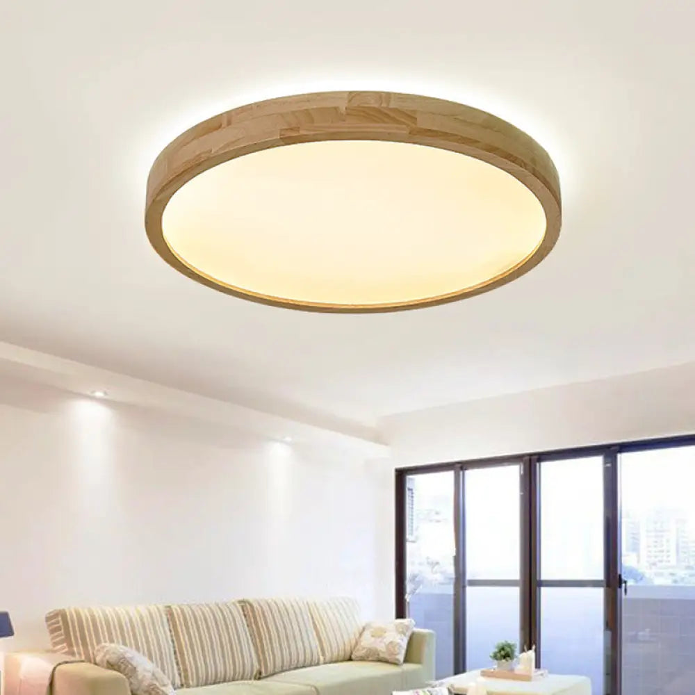 Minimalist Wooden Led Ceiling Mount Fixture Wood / Warm