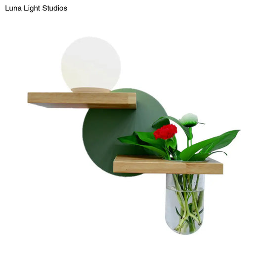 Minimalist Wooden Led Wall Lamp In Grey/White/Green Perfect For Living Room Left/Right Placement