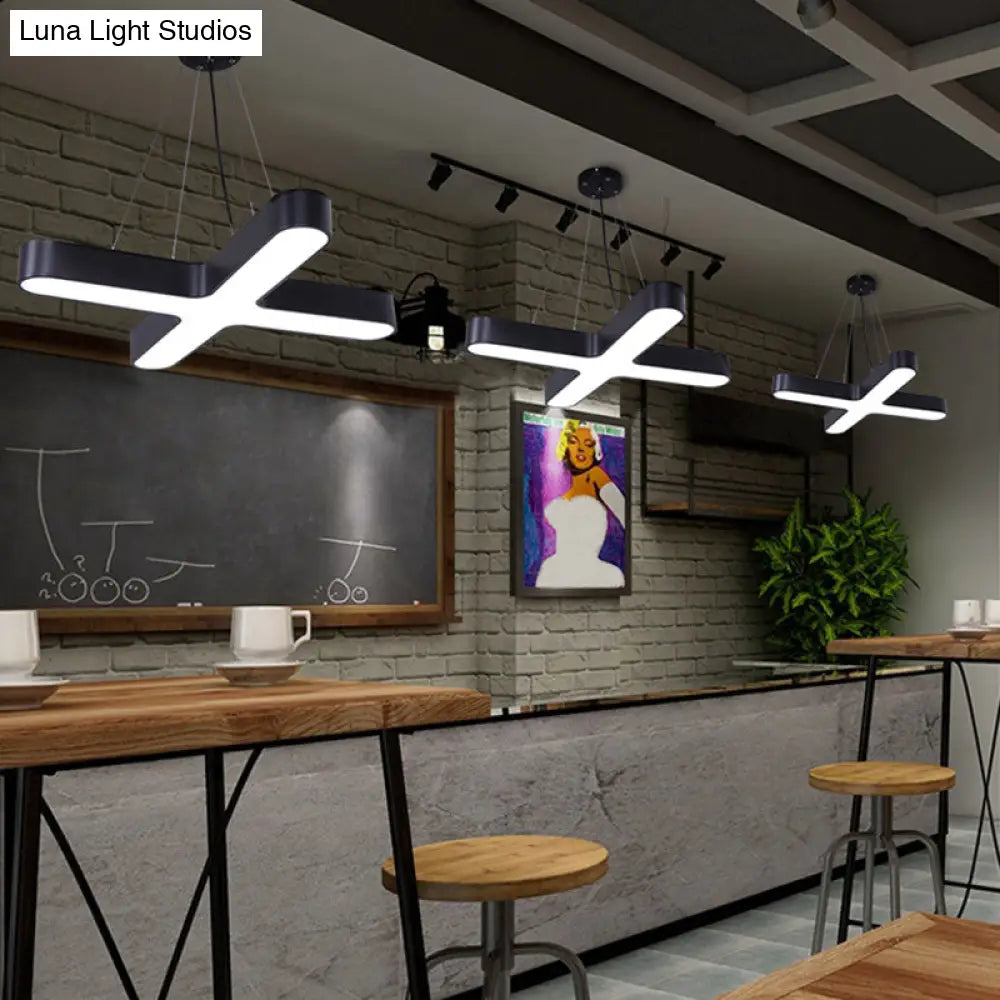Minimalist X-Shaped Led Pendant Light For Restaurants - Acrylic Ceiling Hang Lamp