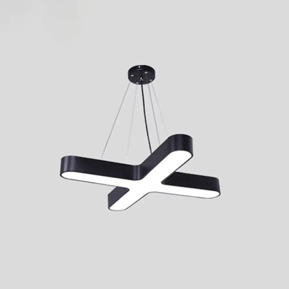 Minimalist X-Shaped Led Pendant Light For Restaurants - Acrylic Ceiling Hang Lamp Black / Small