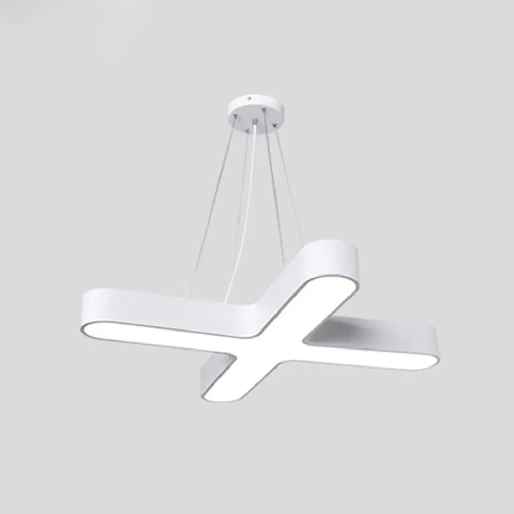 Minimalist X-Shaped Led Pendant Light For Restaurants - Acrylic Ceiling Hang Lamp White / Large