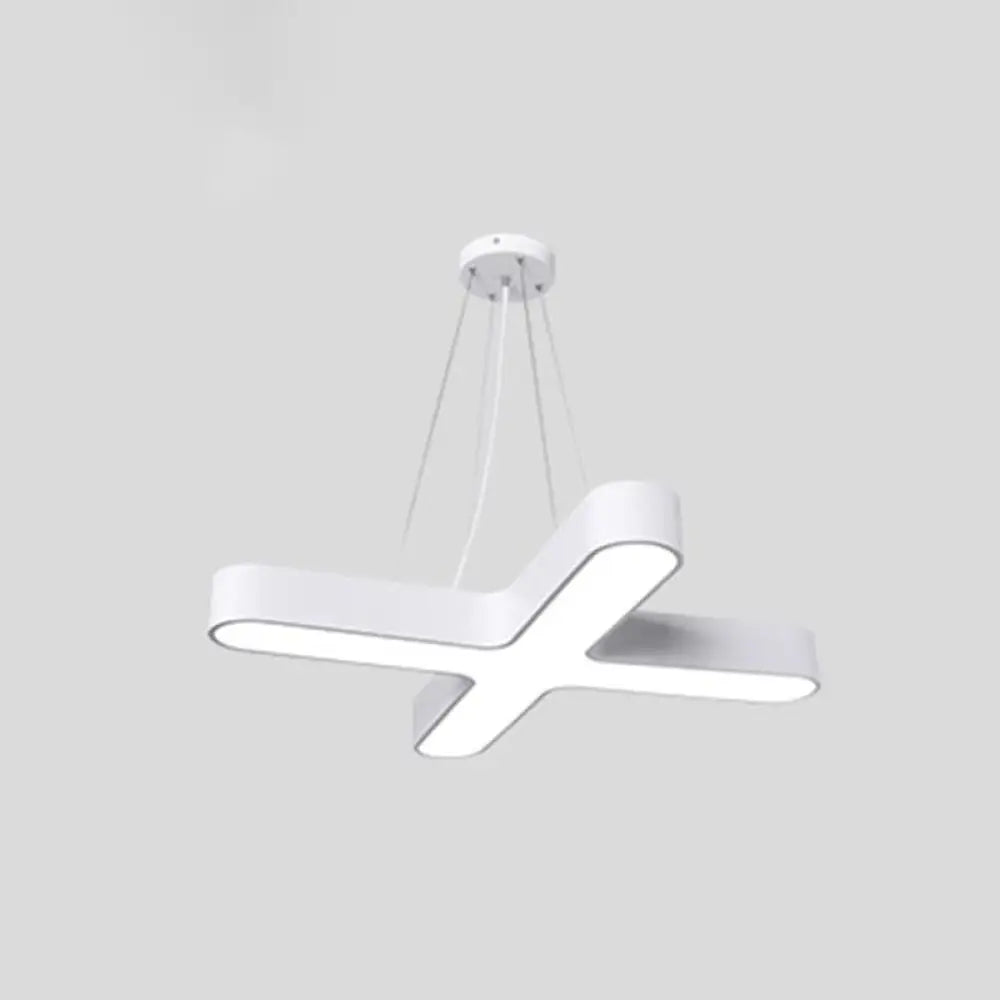 Minimalist X-Shaped Led Pendant Light For Restaurants - Acrylic Ceiling Hang Lamp White / Small