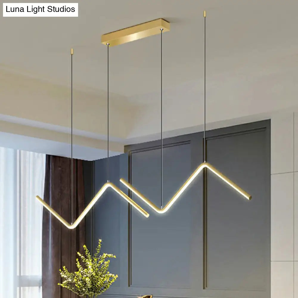 Minimalist Z-Shaped Island Pendant Led Light Fixture For Dining Room