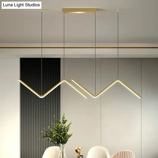 Minimalist Z-Shaped Island Pendant Led Light Fixture For Dining Room