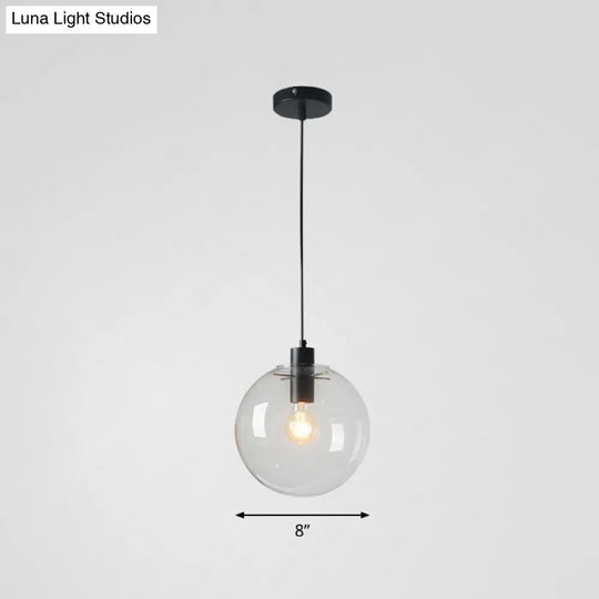 Minimalist Clear Glass Globe Pendant Light For Restaurants Black / 8 A