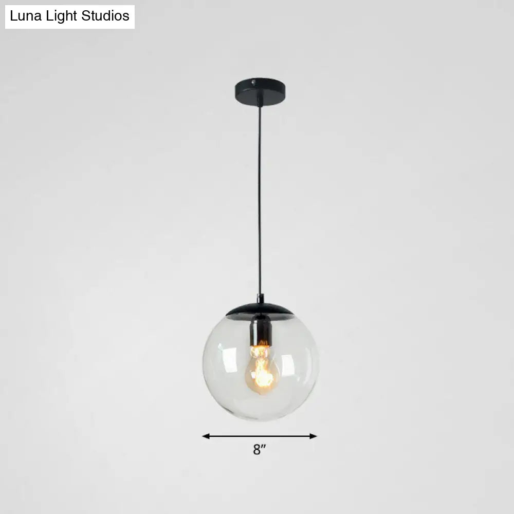 Minimalist Clear Glass Globe Pendant Light For Restaurants Black / 8 B