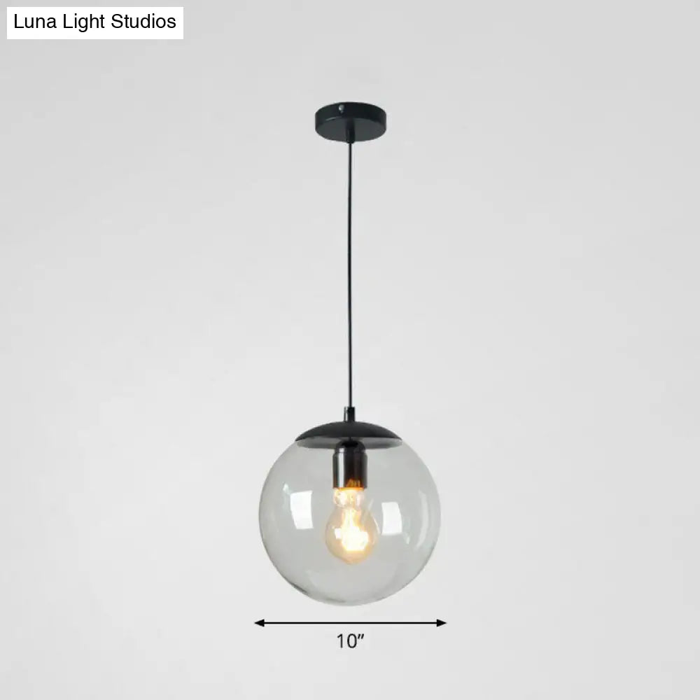 Minimalist Clear Glass Globe Pendant Light For Restaurants Black / 10 B