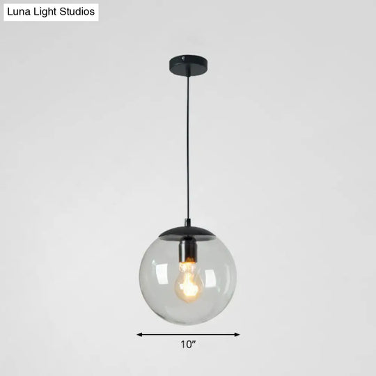 Minimalist Clear Glass Globe Pendant Light For Restaurants Black / 10 B