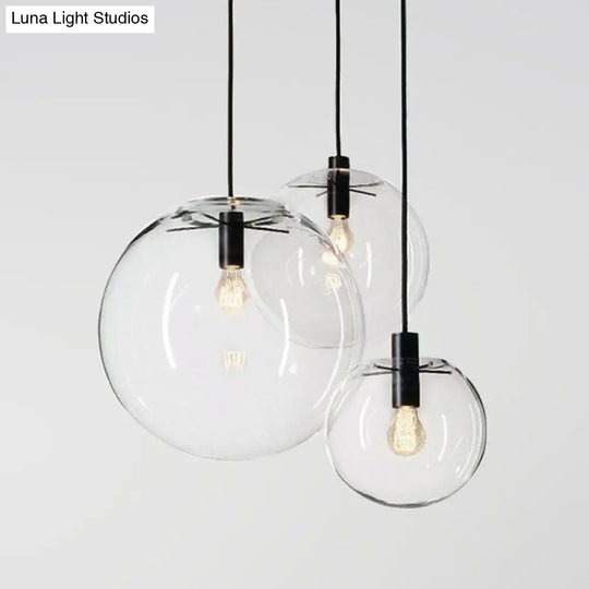 Minimalist Clear Glass Globe Pendant Light For Restaurants