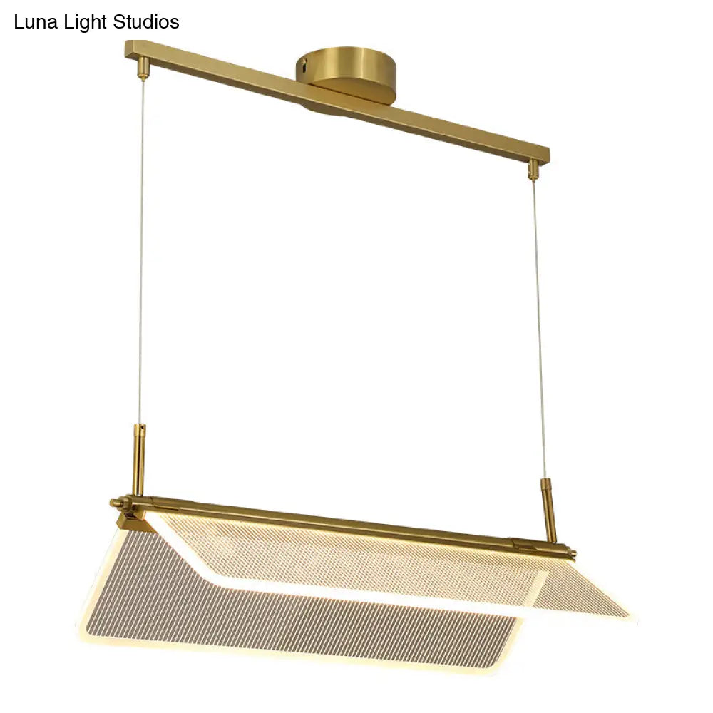 Minimalistic Acrylic Dining Room Pendant Light - Folding Island In Gold