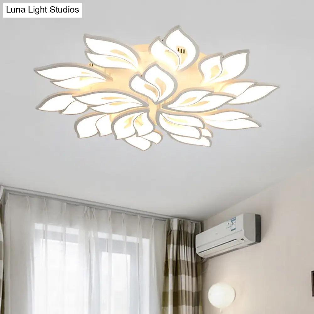 Minimalistic Acrylic Floral Flush Lamp With Led In Warm/White Light For Drawing Room Ceiling