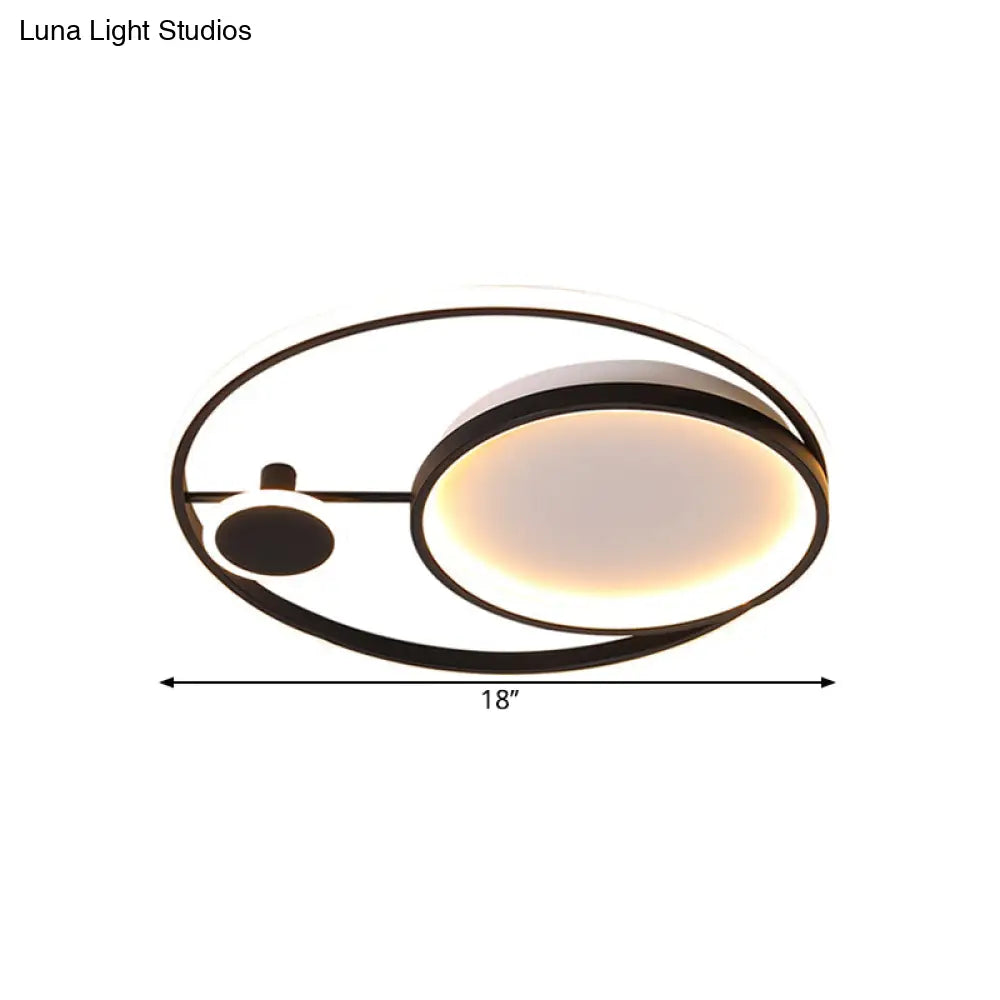 Minimalistic Acrylic Led Black Ceiling Lamp - Warm/White Light 18/21.5 Diameter