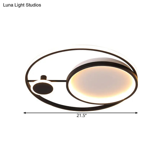 Minimalistic Acrylic Led Black Ceiling Lamp - Warm/White Light 18/21.5 Diameter