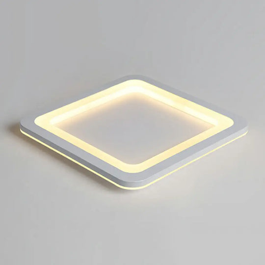 Minimalistic Acrylic Led Ceiling Light: White Square Ultrathin Flush Mount Lamp For Bedroom / 10’