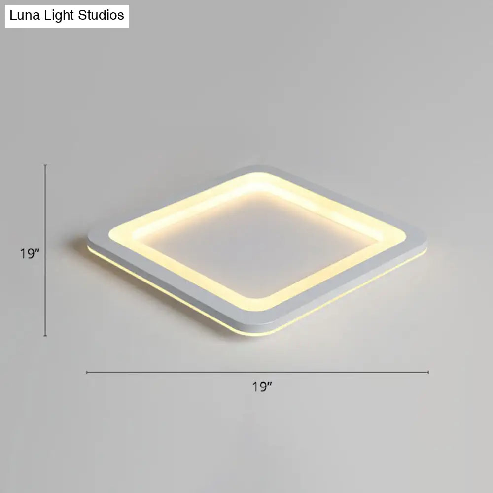 Minimalistic Acrylic Led Ceiling Light: White Square Ultrathin Flush Mount Lamp For Bedroom