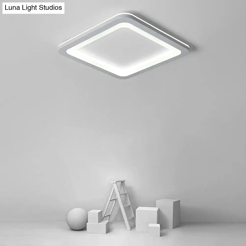 Minimalistic Acrylic Led Ceiling Light: White Square Ultrathin Flush Mount Lamp For Bedroom