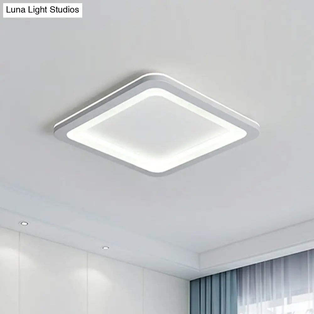 Minimalistic Acrylic Led Ceiling Light: White Square Ultrathin Flush Mount Lamp For Bedroom