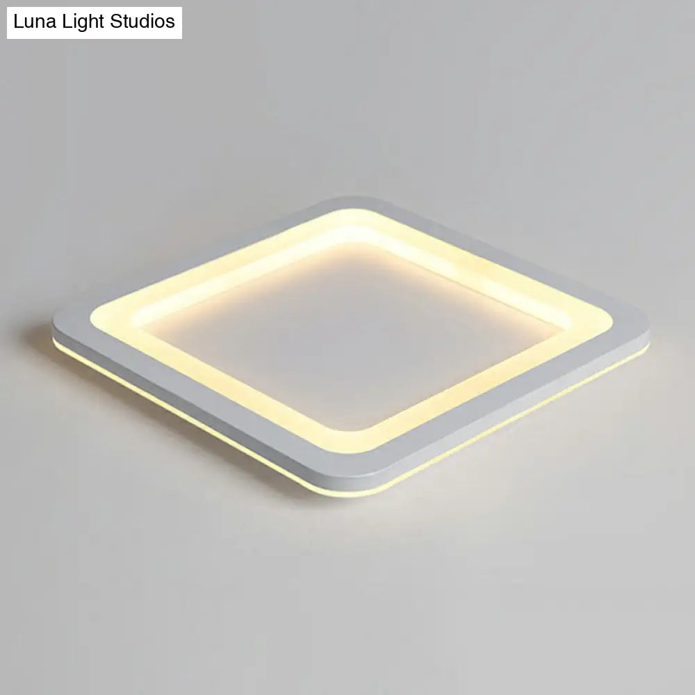 Minimalistic Acrylic Led Ceiling Light: White Square Ultrathin Flush Mount Lamp For Bedroom / 10