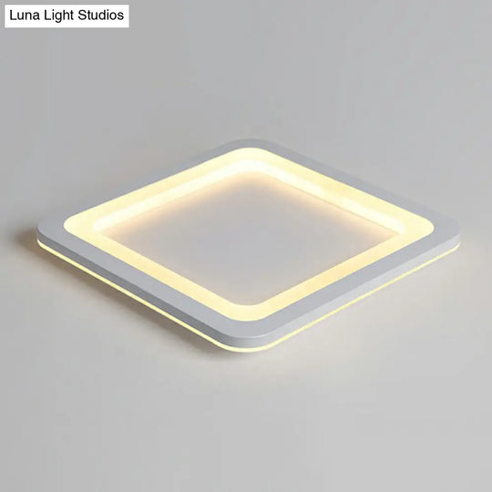 Minimalistic Acrylic Led Ceiling Light: White Square Ultrathin Flush Mount Lamp For Bedroom / 10