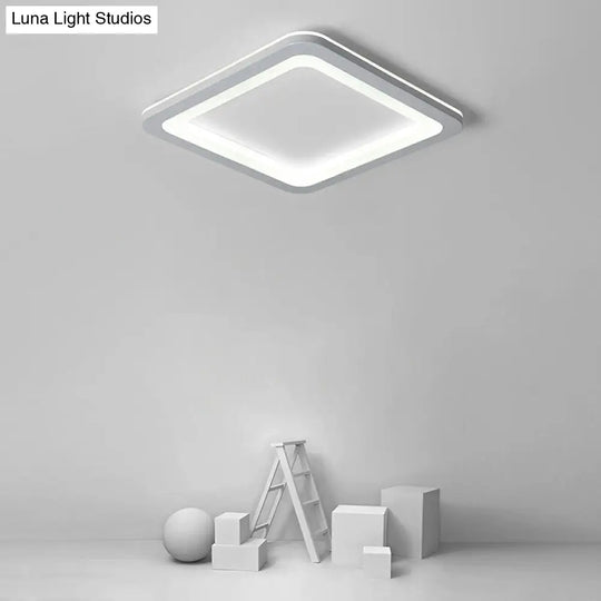 Minimalistic Acrylic Led Ceiling Light: White Square Ultrathin Flush Mount Lamp For Bedroom