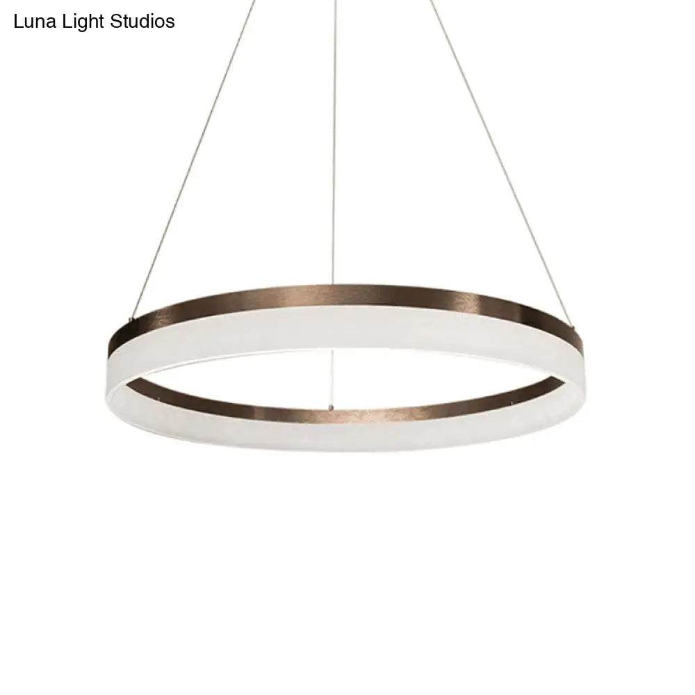 Minimalistic Brown Acrylic Led Pendant Light Kit For Bedroom - 1/2/3-Tier Circle Chandelier