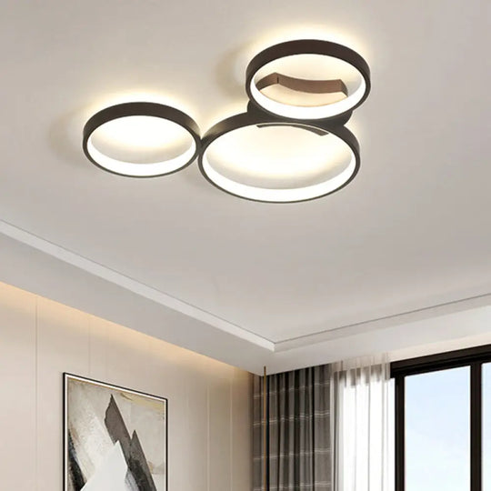 Minimalistic Black Acrylic Circle Flush Mount Ceiling Light With 3 Lights