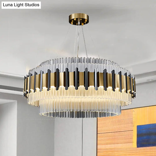 Minimalistic Black And Gold K9 Crystal Ceiling Lamp With Led Chandelier Light Fixture