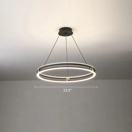 Minimalistic Black And White Circle Chandelier / 23.5’ Single Ring