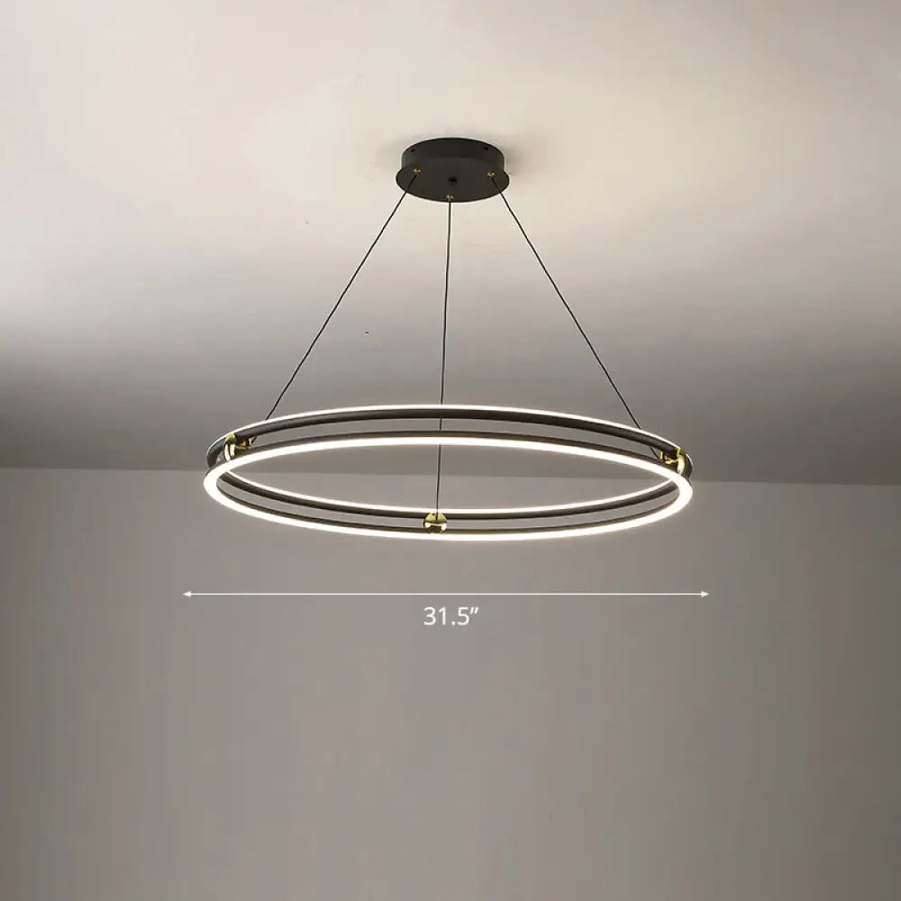 Minimalistic Black And White Circle Chandelier / 31.5’ Single Ring