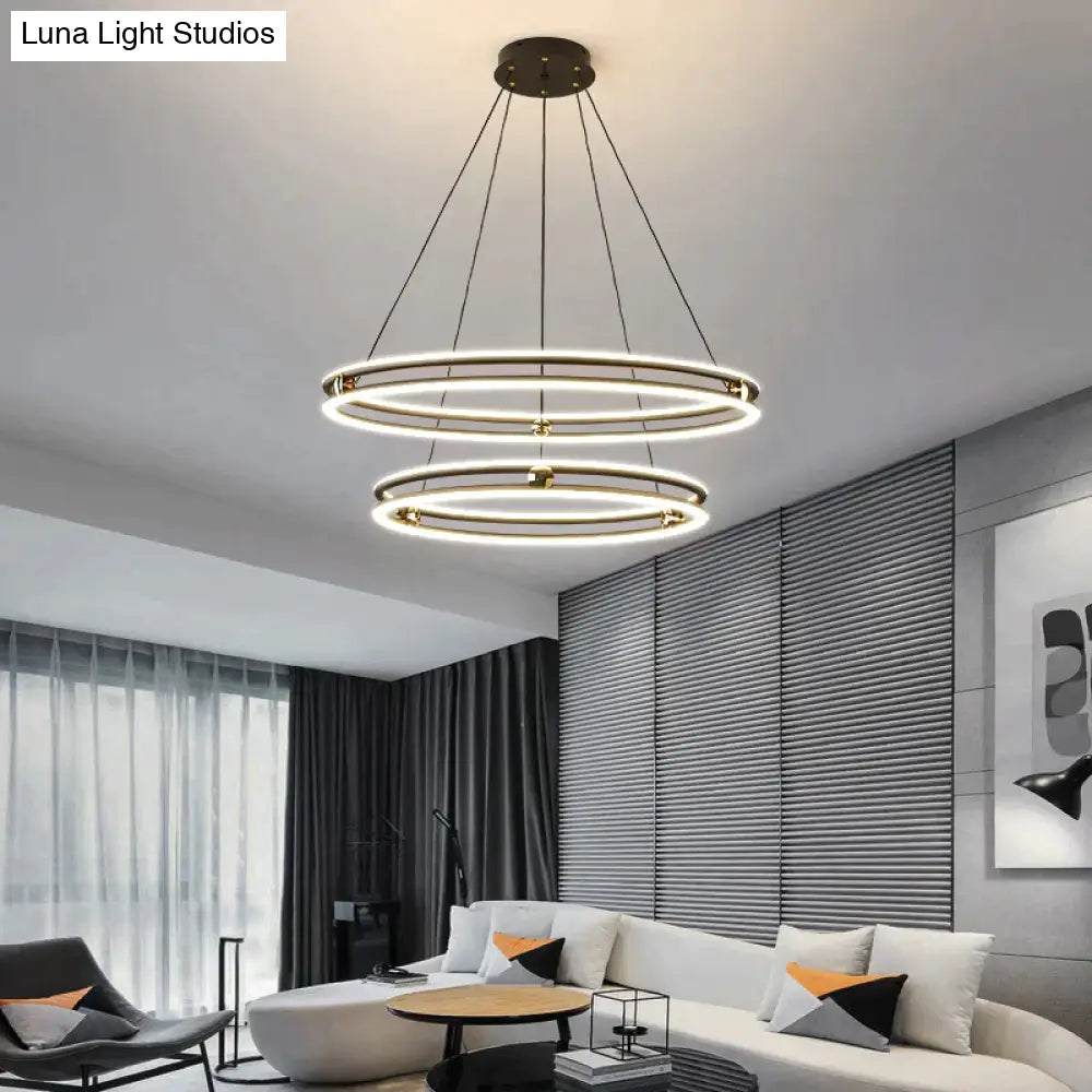 Minimalistic Black And White Circle Chandelier